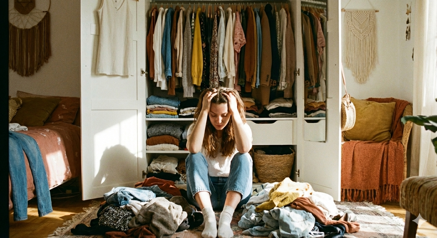 Frente ao guarda-roupa